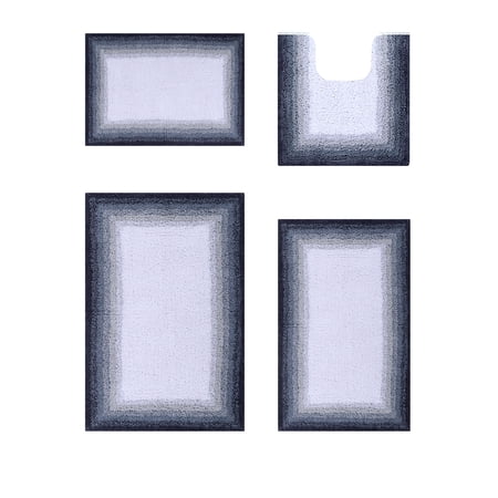 Better Trends 4 Piece Bathroom Rug Set, 100% Cotton, Extra Soft Tufted Bath Mat, Water Absorbent & Non Slip Bath Rug, (Gray) Torrent Collection