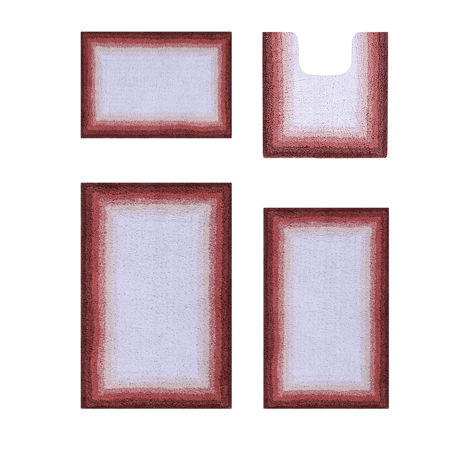 Rose Ombre Cotton 4-Piece Bathroom Rug Set