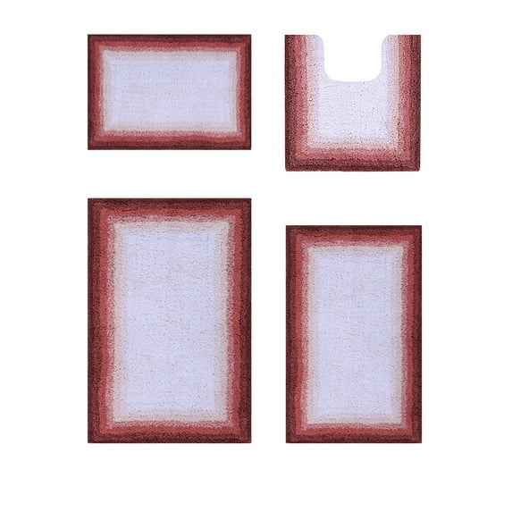 Better Trends 4 Piece Bathroom Rug Set, 100% Cotton, Extra Soft Tufted Bath Mat, Water Absorbent & Non Slip Bath Rug, (Rose) Torrent Collection