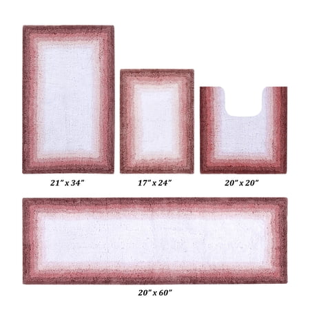 Better Trends 4 Piece Bathroom Rug Set, 100% Cotton, Extra Soft Tufted Bath Mat, Water Absorbent & Non Slip Bath Rug, (Rose) Torrent Collection