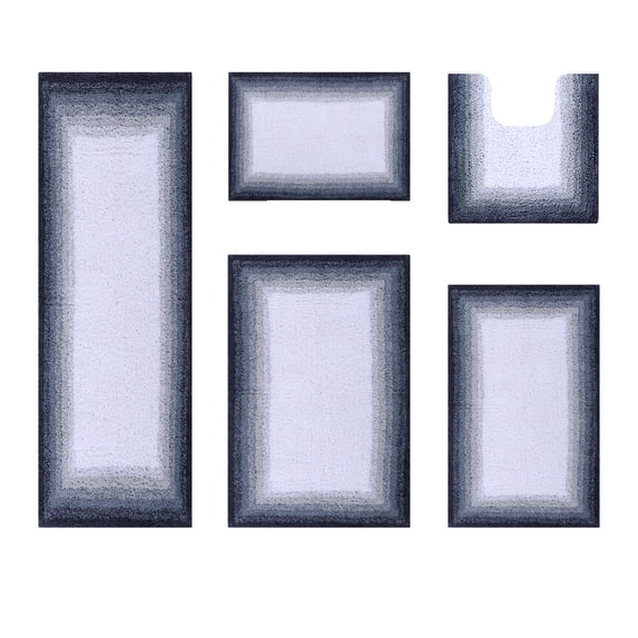 Better Trends 5 Piece Bathroom Rug Set, 100% Cotton, Extra Soft Tufted Bath Mat, Water Absorbent & Non Slip Bath Rug, (Gray) Torrent Collection