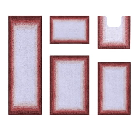 Better Trends 5 Piece Bathroom Rug Set, 100% Cotton, Extra Soft Tufted Bath Mat, Water Absorbent & Non Slip Bath Rug, (Rose) Torrent Collection