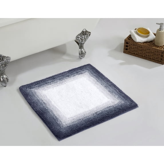 Better Trends Square Bath Mat 24" x 24", 100% Cotton Non Slip Bathroom Rug, Water Absorbent, Machine Washable Bath Rug, Gray - Torrent Collection