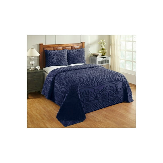 Better Trends Trevor Collection 100% Cotton King Bedspread Set in Navy