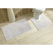 Better Trends Trier 2 Piece Poly-Cotton Tufted Bath Rug with Non-Slip Backing - White