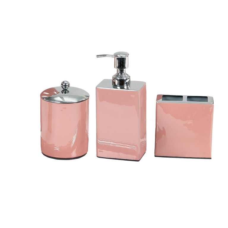 Better Trends Trier 3 Piece Stainless Steel Bath Accessories Set - Rose, Size: 3 Piece Set, Pink