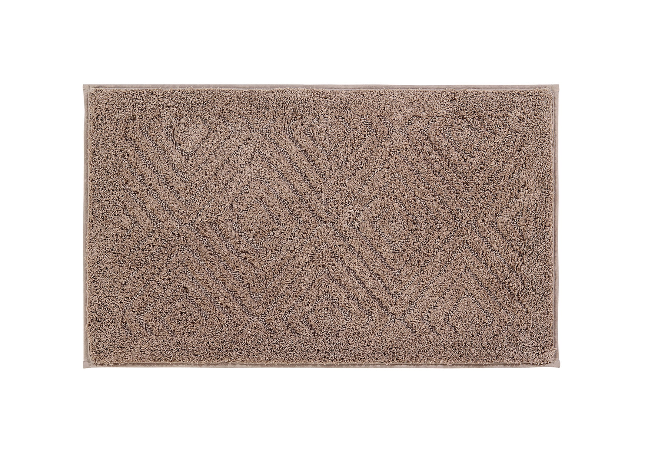 Beige Diamond Pattern Tufted Cotton Bath Rug 20" x 30"