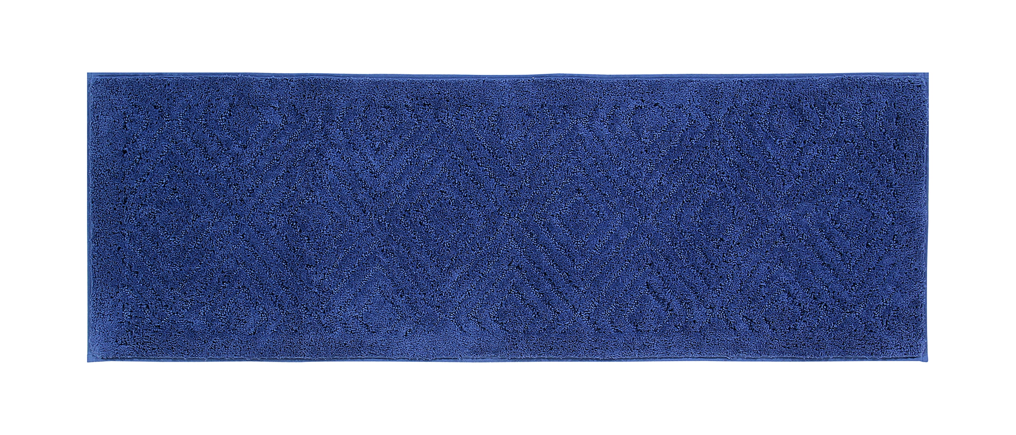 Blue 100% Cotton Tufted Non-Slip Bath Runner Rug 18" x 54"
