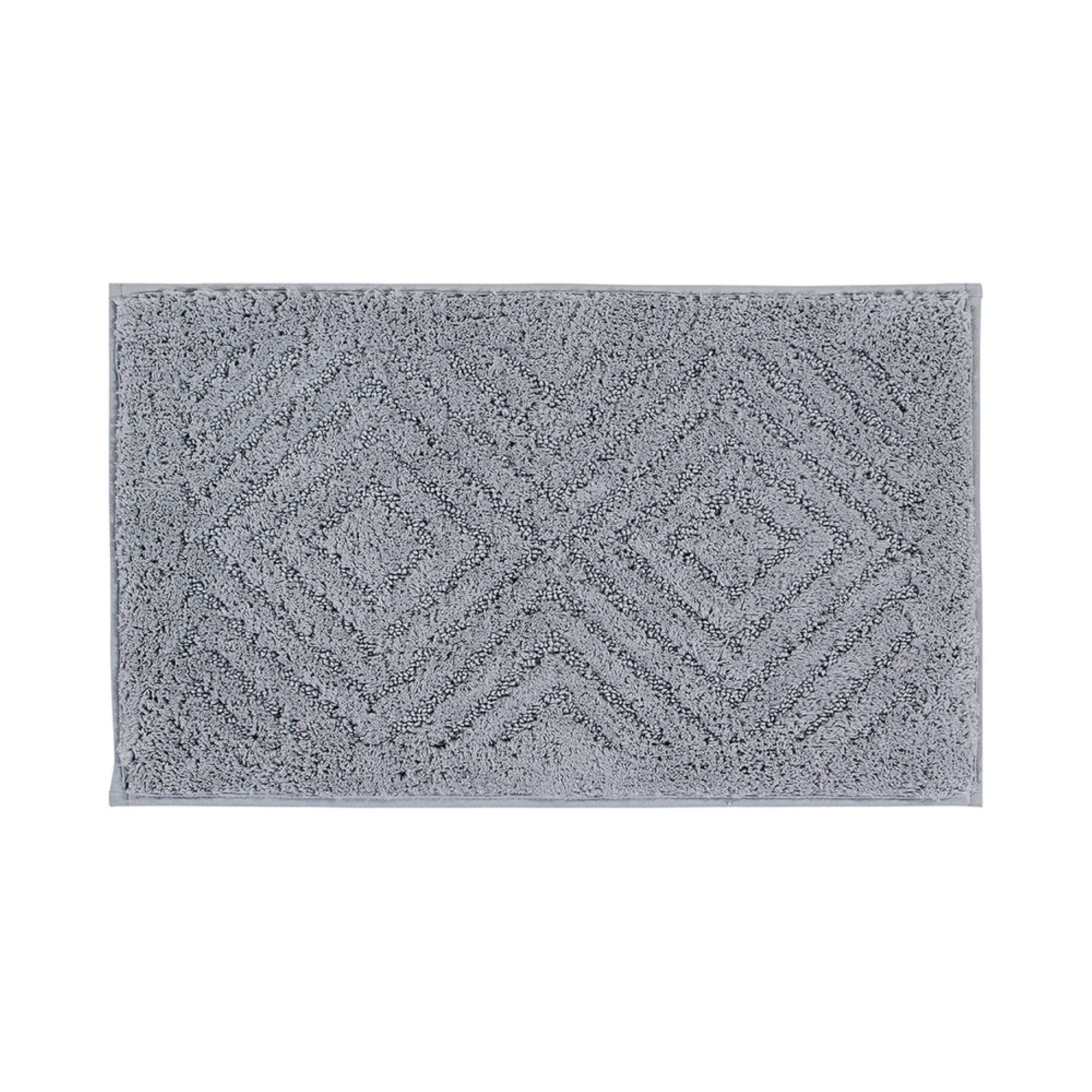 White Diamond Pattern Cotton Tufted Bath Rug 24" x 40"