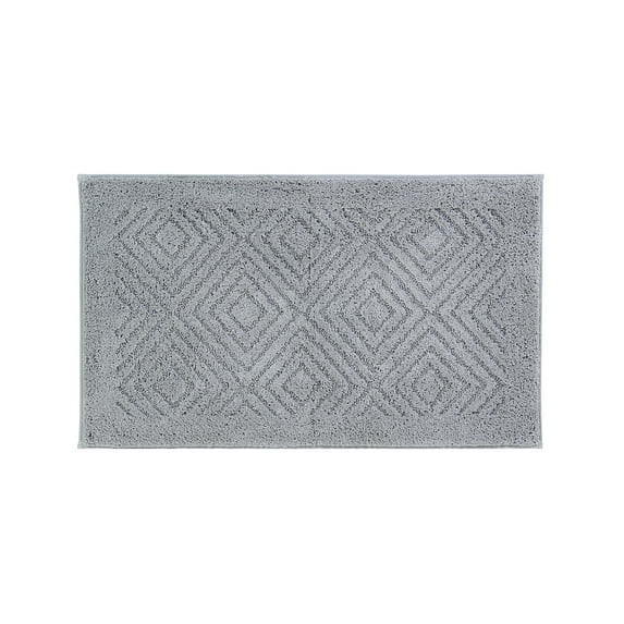 Better Trends 20" x 30" Bathroom Rug 100% Cotton, Extra Soft Tufted Reversible Bath Mat, Water-Absorbent, Machine Washable (Silver) Trier Collection