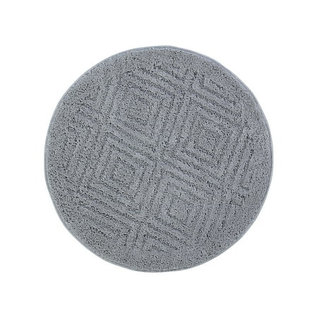 Better Trends Round Bath Mat, 30" Diameter, 100% Cotton Water Absorbent, Ideal for Half Baths and Powder Rooms, Machine Washable Trier Collection (Silver)