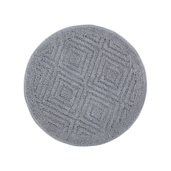 Better Trends Round Bath Mat, 30" Diameter, 100% Cotton Water Absorbent, Ideal for Half Baths and Powder Rooms, Machine Washable Trier Collection (Silver)