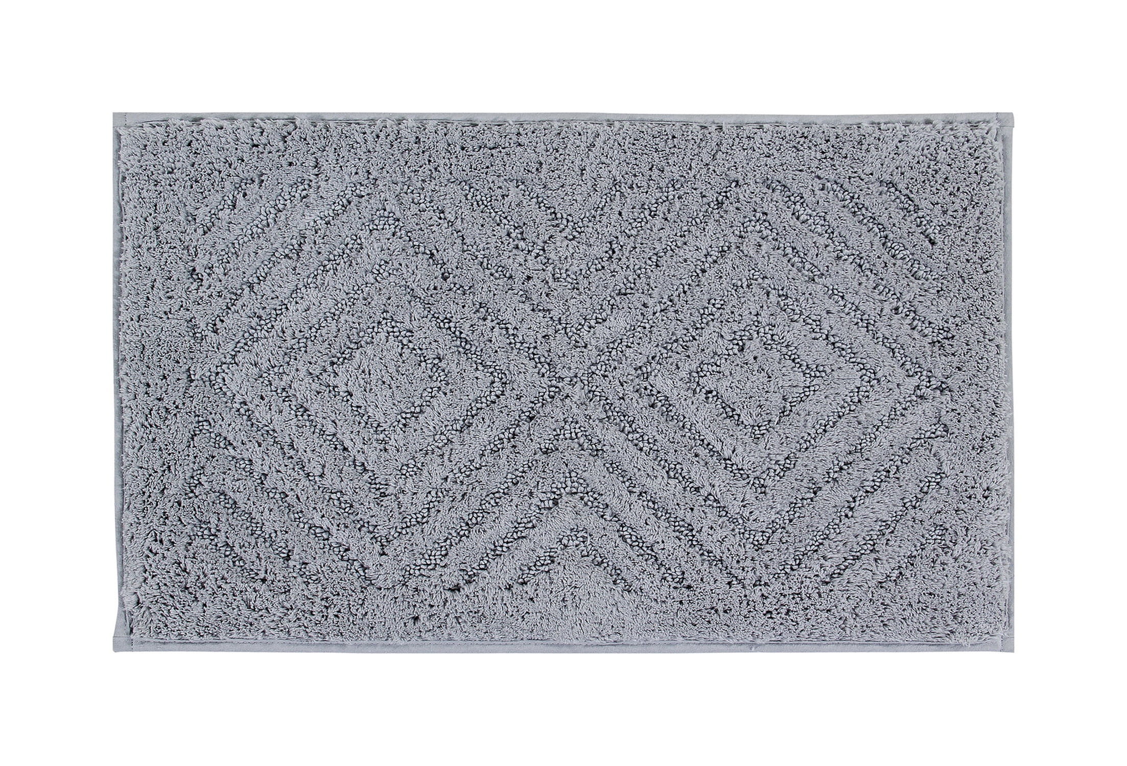Silver Diamond Pattern Tufted Bath Rug 24" x 40"