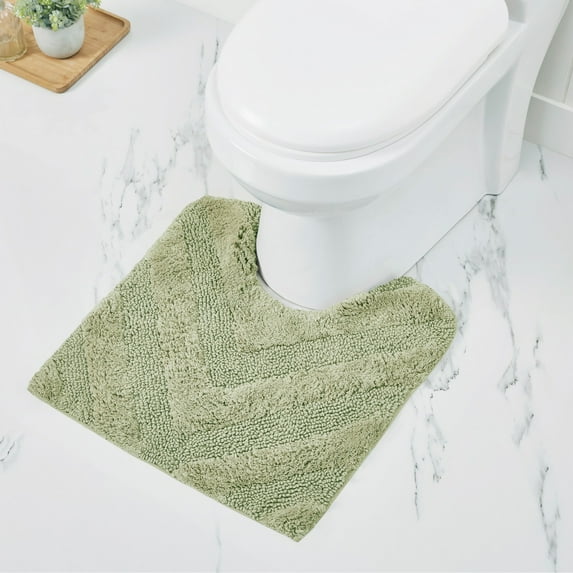 Better Trends U-Shape Toilet Rug 100% Cotton, Non-Slip Rug, Water Absorbent, Washable, (20" x 20") Contour Bath Rug Sage - Hugo Collection