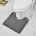 thumbnail image 1 of Better Trends 20" x 20" U-Shape Toilet Rug, 100% Cotton Soft Reversible Tufted Bathroom Rug, Contour Mat, Water Absorbent, Machine Washable, Toilet Base Rug (Gray) Edge Collection, 1 of 6
