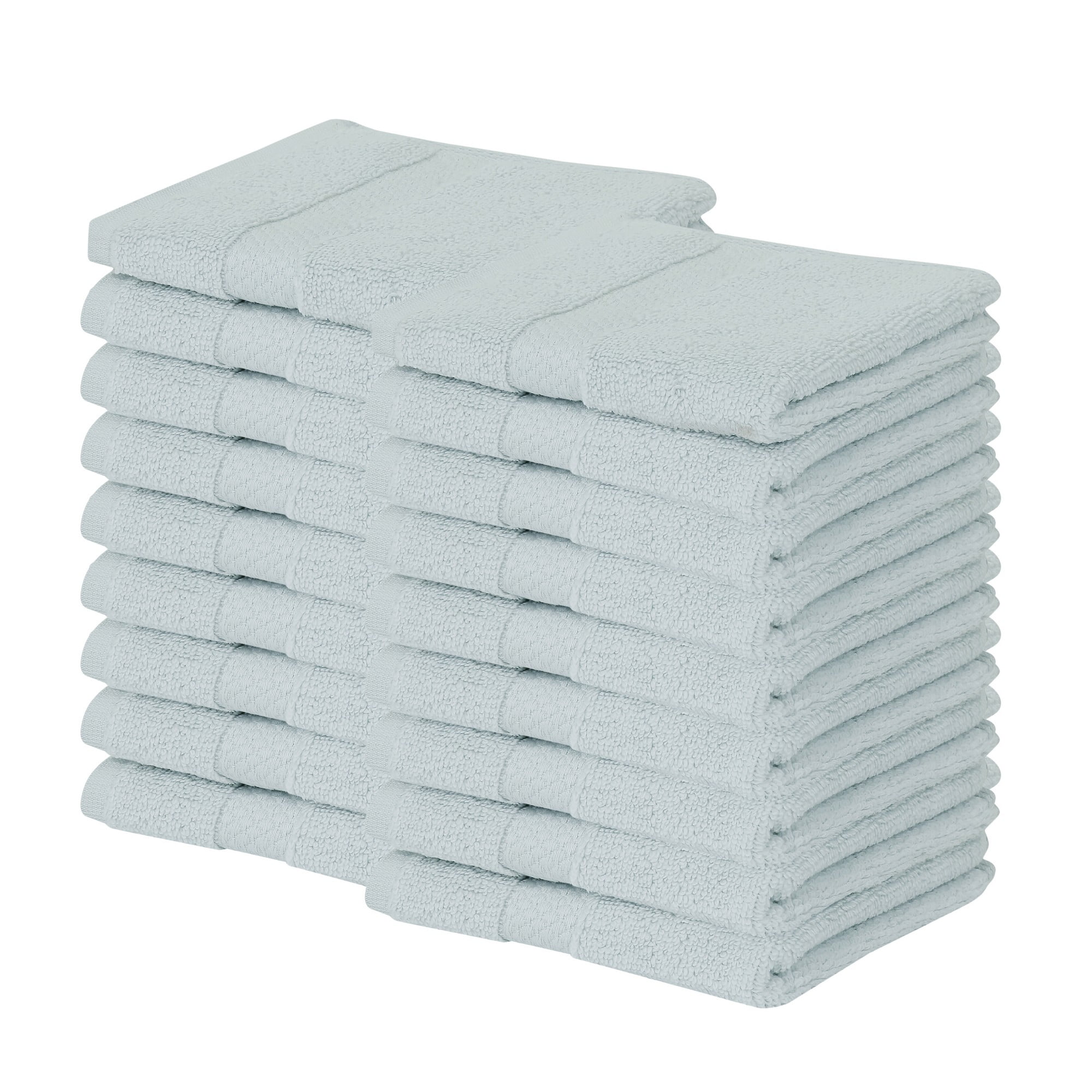 Better Trends Washcloths For Body And Face, 100% Cotton, Soft, Absorbent, Zero Twist Cotton Baby Wash Cloth, Shower, Travel, Blue Small Towel, 12"X12", 18 Pack