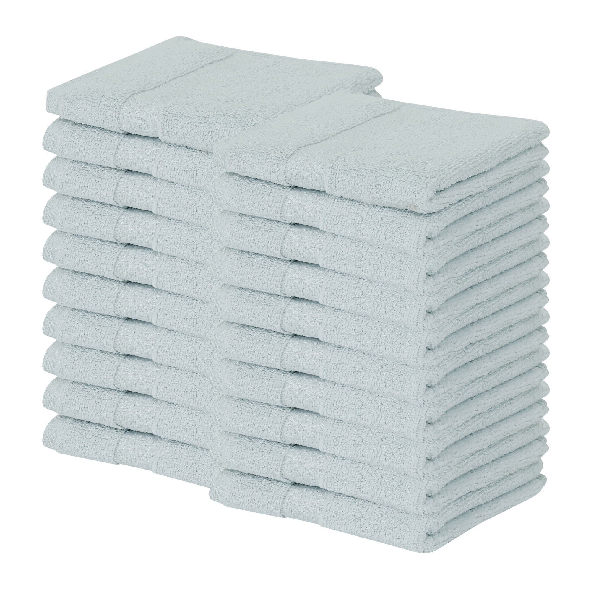Better Trends Washcloths For Body And Face, 100% Cotton, Soft, Absorbent, Zero Twist Cotton Baby Wash Cloth, Shower, Travel, Blue Small Towel, 12"X12", 20 Pack
