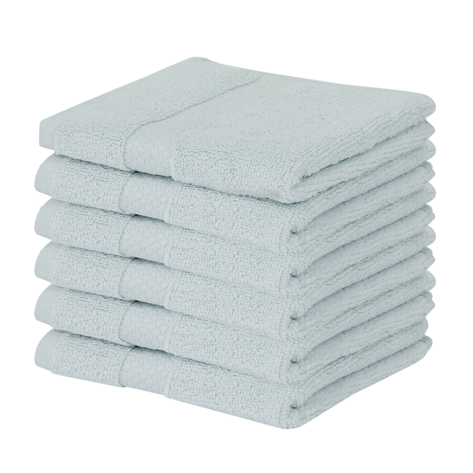 Better Trends Washcloths For Body And Face, 100% Cotton, Soft, Absorbent, Zero Twist Cotton Baby Wash Cloth, Shower, Travel, Blue Small Towel, 12"X12", 6 Pack