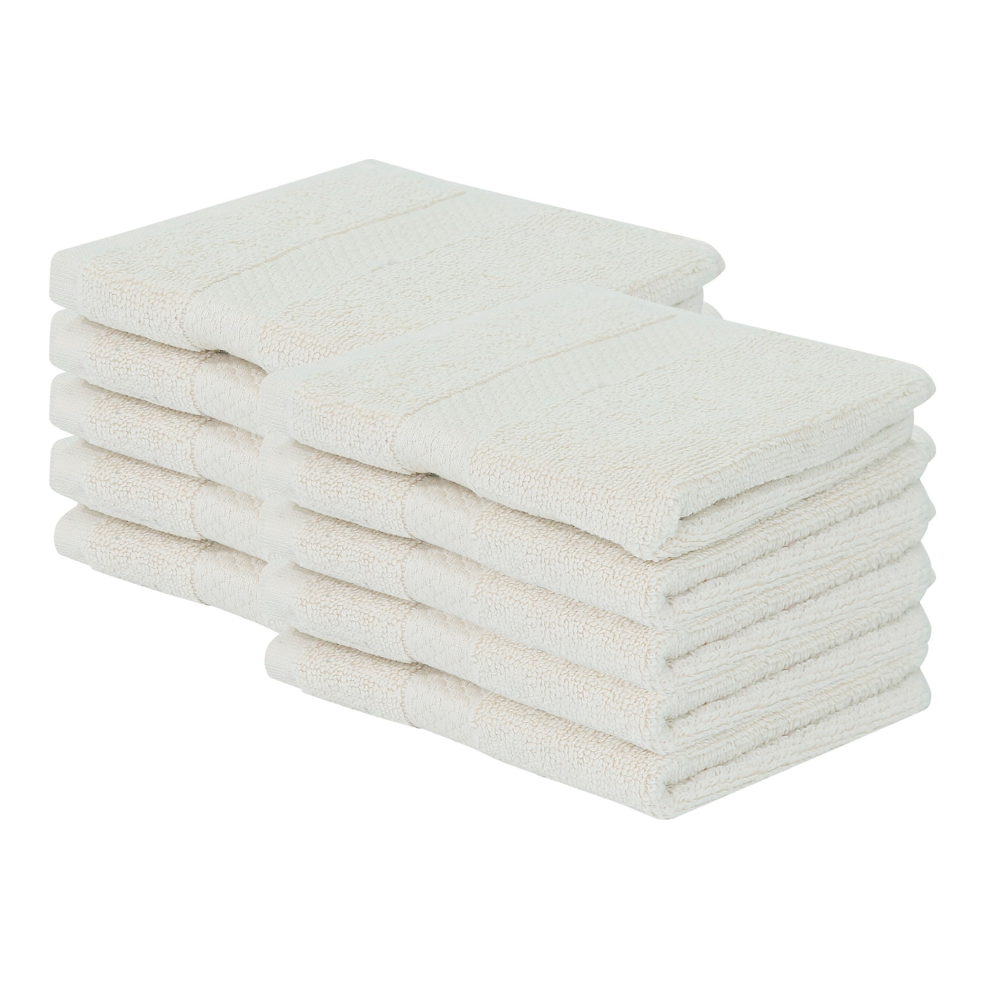 Better Trends Washcloths For Body And Face, 100% Cotton, Soft, Absorbent, Zero Twist Cotton Baby Wash Cloth, Shower, Travel, Ivory Small Towel, 12"X12", 10 Pack