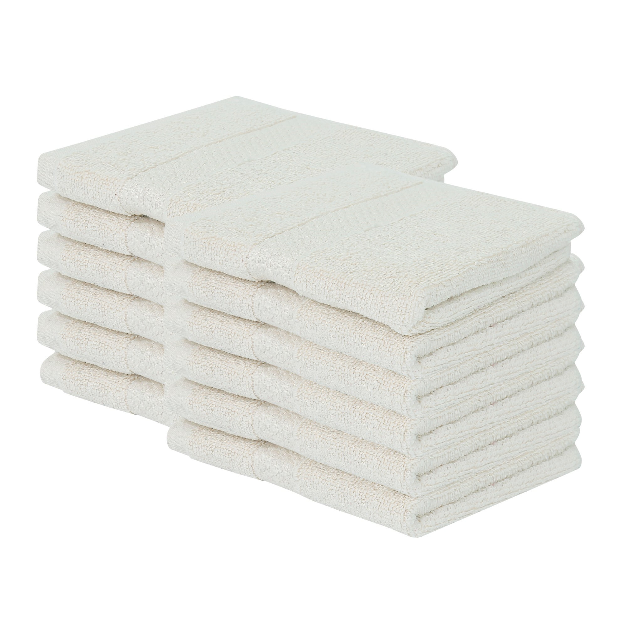 Better Trends Washcloths For Body And Face, 100% Cotton, Soft, Absorbent, Zero Twist Cotton Baby Wash Cloth, Shower, Travel, Ivory Small Towel, 12"X12", 12 Pack