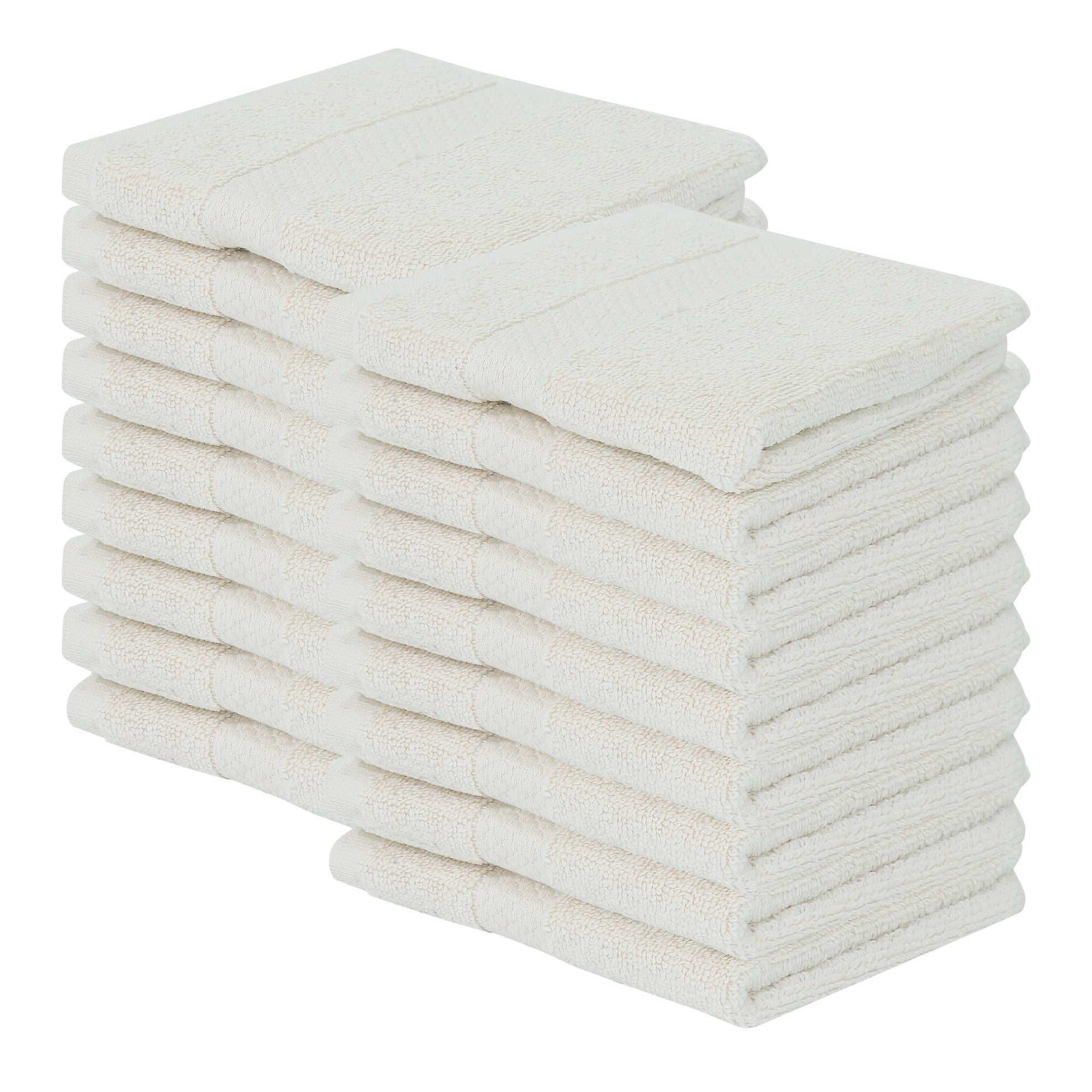 Better Trends Washcloths For Body And Face, 100% Cotton, Soft, Absorbent, Zero Twist Cotton Baby Wash Cloth, Shower, Travel, Ivory Small Towel, 12"X12", 18 Pack