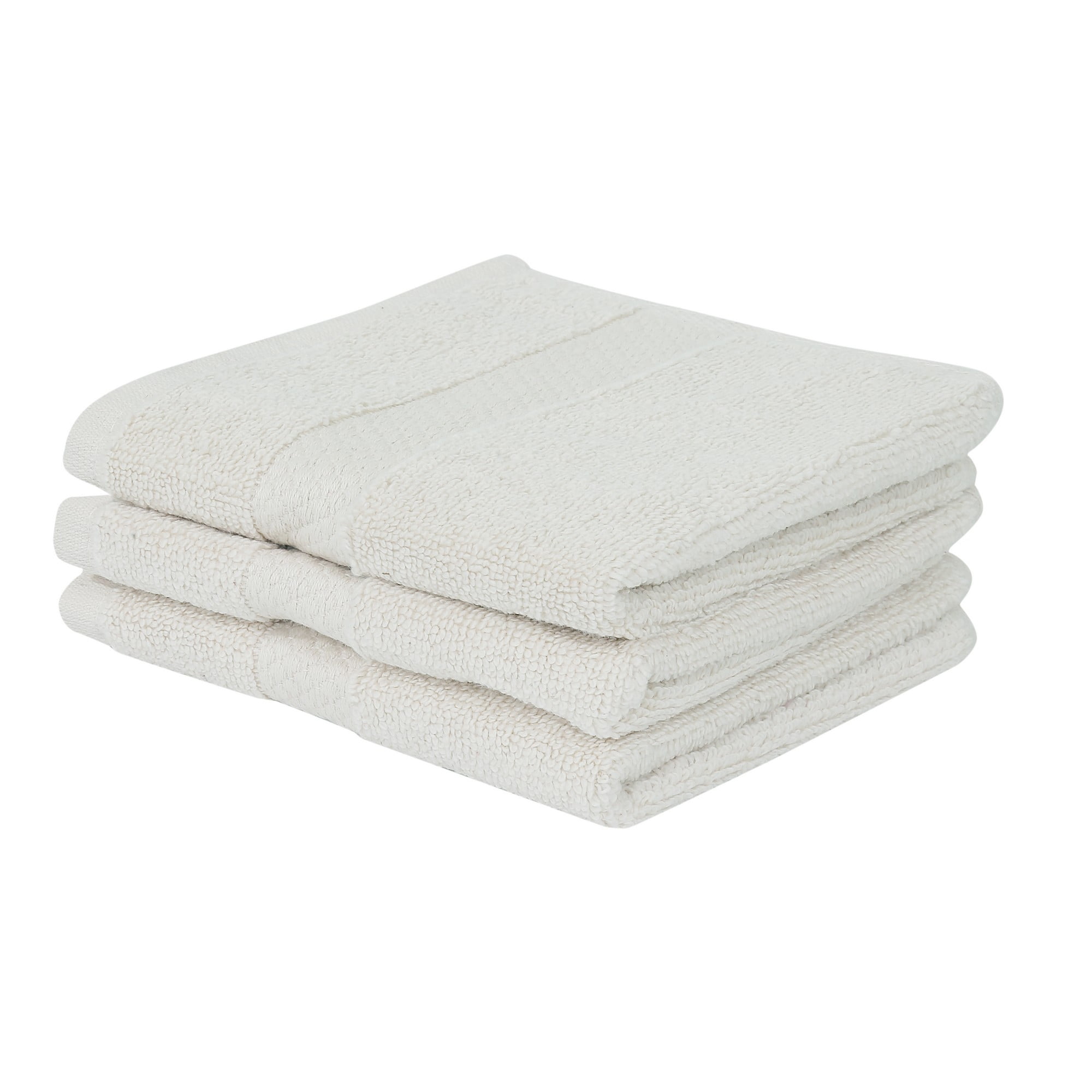 Better Trends Washcloths For Body And Face, 100% Cotton, Soft, Absorbent, Zero Twist Cotton Baby Wash Cloth, Shower, Travel, Ivory Small Towel, 12"X12", 3 Pack