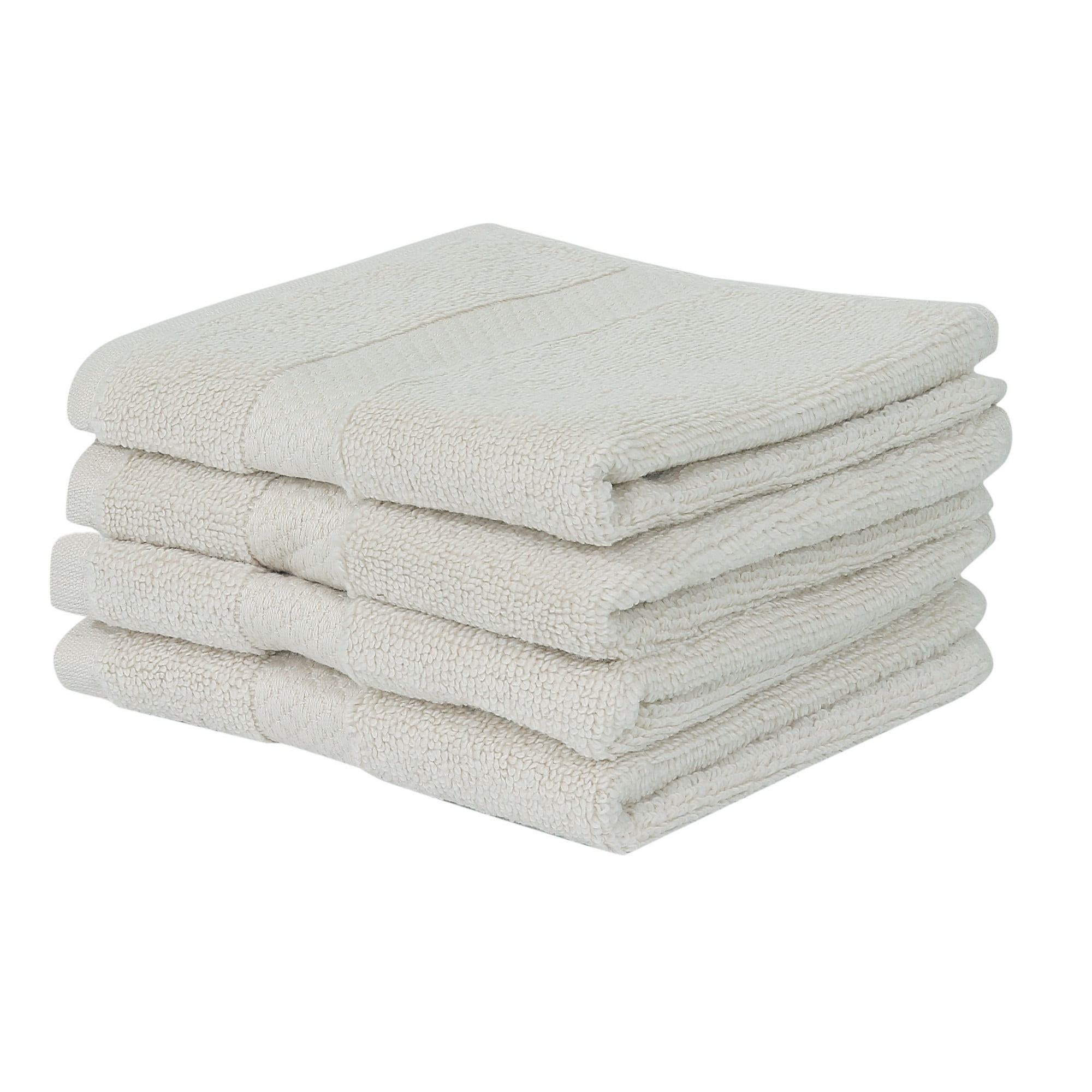 Better Trends Washcloths For Body And Face, 100% Cotton, Soft, Absorbent, Zero Twist Cotton Baby Wash Cloth, Shower, Travel, Ivory Small Towel, 12"X12", 4 Pack