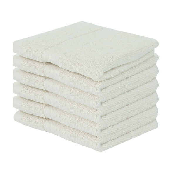 Better Trends Washcloths For Body And Face, 100% Cotton, Soft, Absorbent, Zero Twist Cotton Baby Wash Cloth, Shower, Travel, Ivory Small Towel, 12"X12", 6 Pack