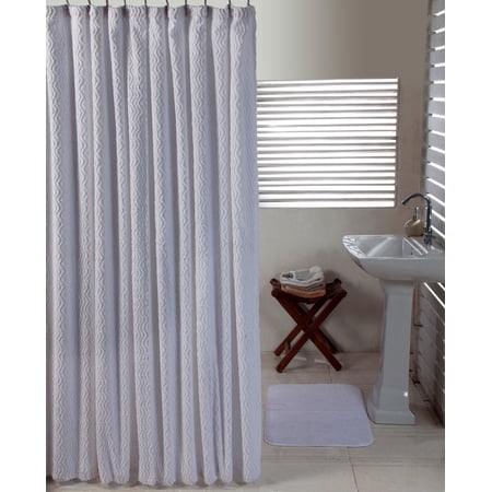 Better Trends Wave Shower Bath Rug, 100% Cotton, 2 Piece Set, White