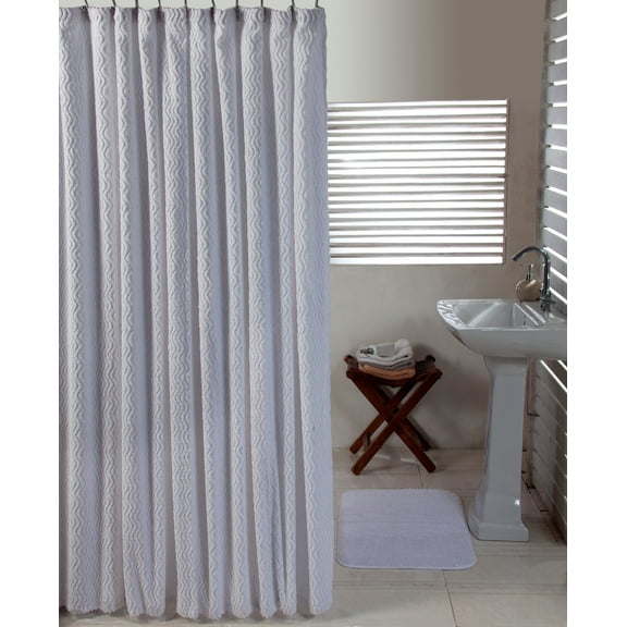 Better Trends Wave Shower Bath Rug, 100% Cotton, 2 Piece Set, White