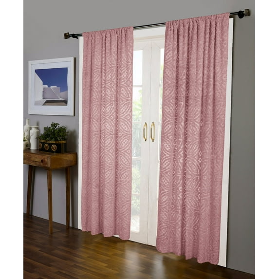 Better Trends Wedding Ring Collection is super soft and light weight in Loop Design 100% Cotton Tufted Unique Luxurious Machine Washable Tumble Dry, Curtain Set, Pink
