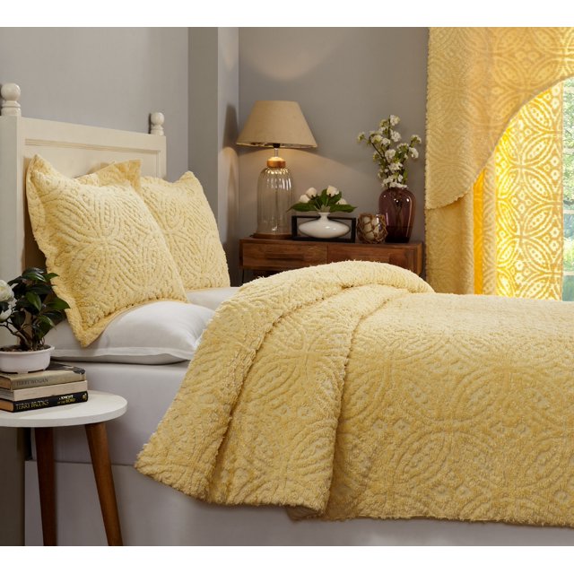 Better Trends Wedding Ring Comforter Set 100 Cotton, King, Yellow