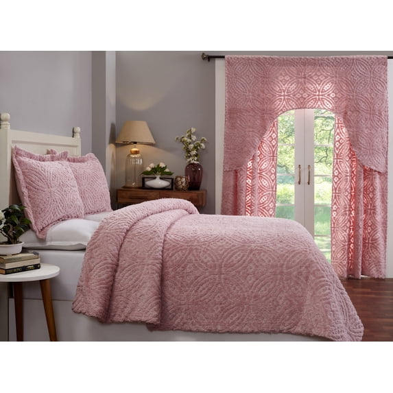 Better Trends Wedding Ring Comforter Set Geometric 100% Cotton, Twin, Pink