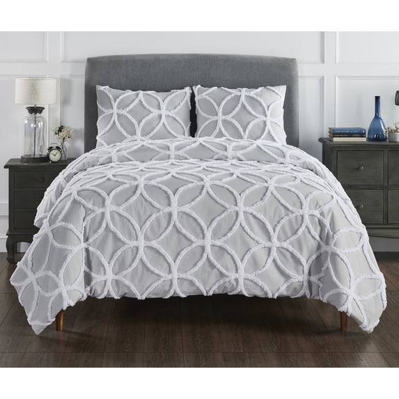 Better Trends Wedding Ring Two Tone 100% Cotton Tufted Chenille for Adult Comforter Set