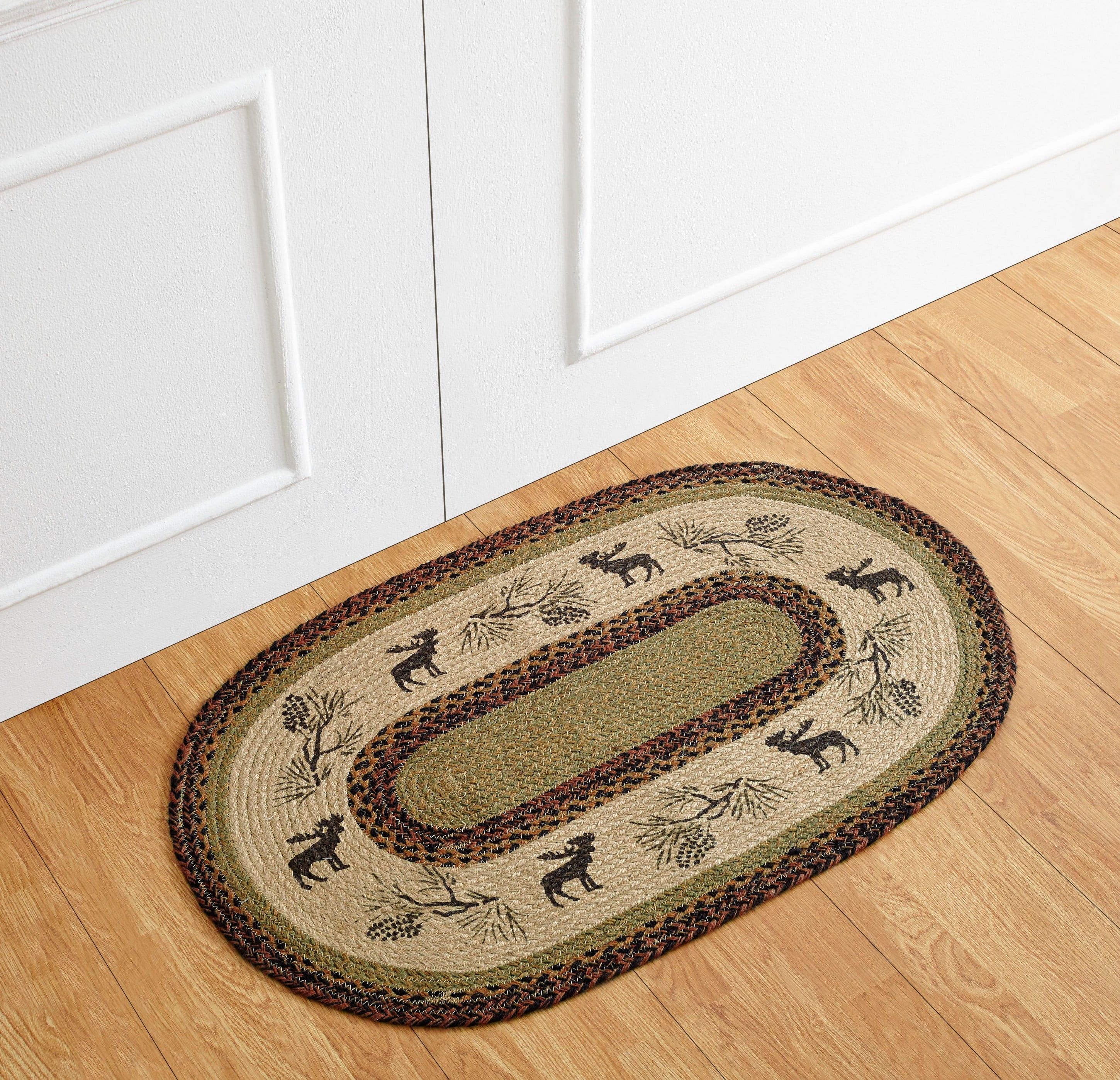 Better Trends Whimsical 100 Jute 21" x 34" Braided Rug Moose