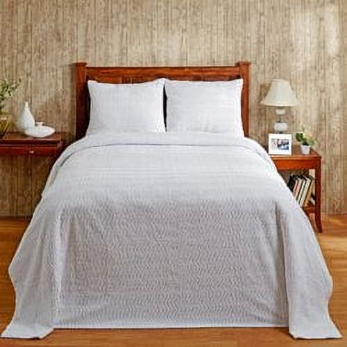 Better Trends White Natick Wave 100% Cotton Bedspread Set, Queen