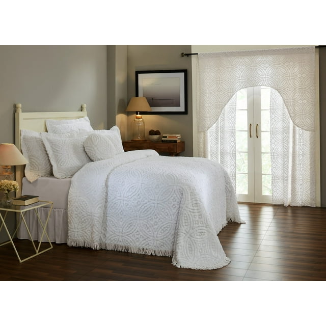 Better Trends White Wedding Ring 100% Cotton Bedspread, Twin