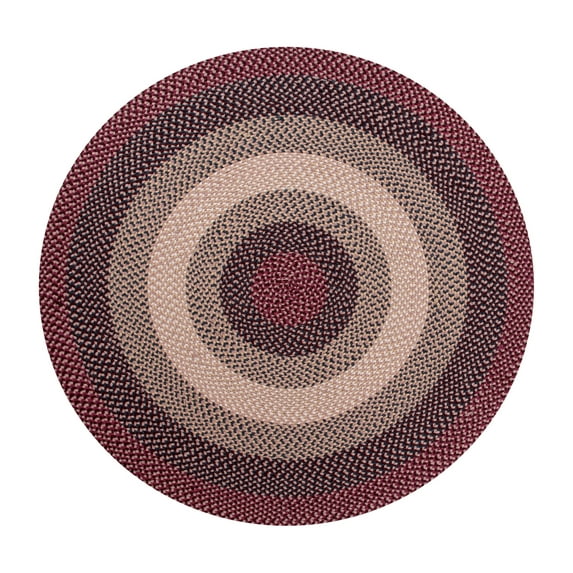 Better Trends Round Braided Rug 72" 100% Wool Mat for Indoor Use, Area Rug for Bedroom Woodbridge Collection - (Cranberry)