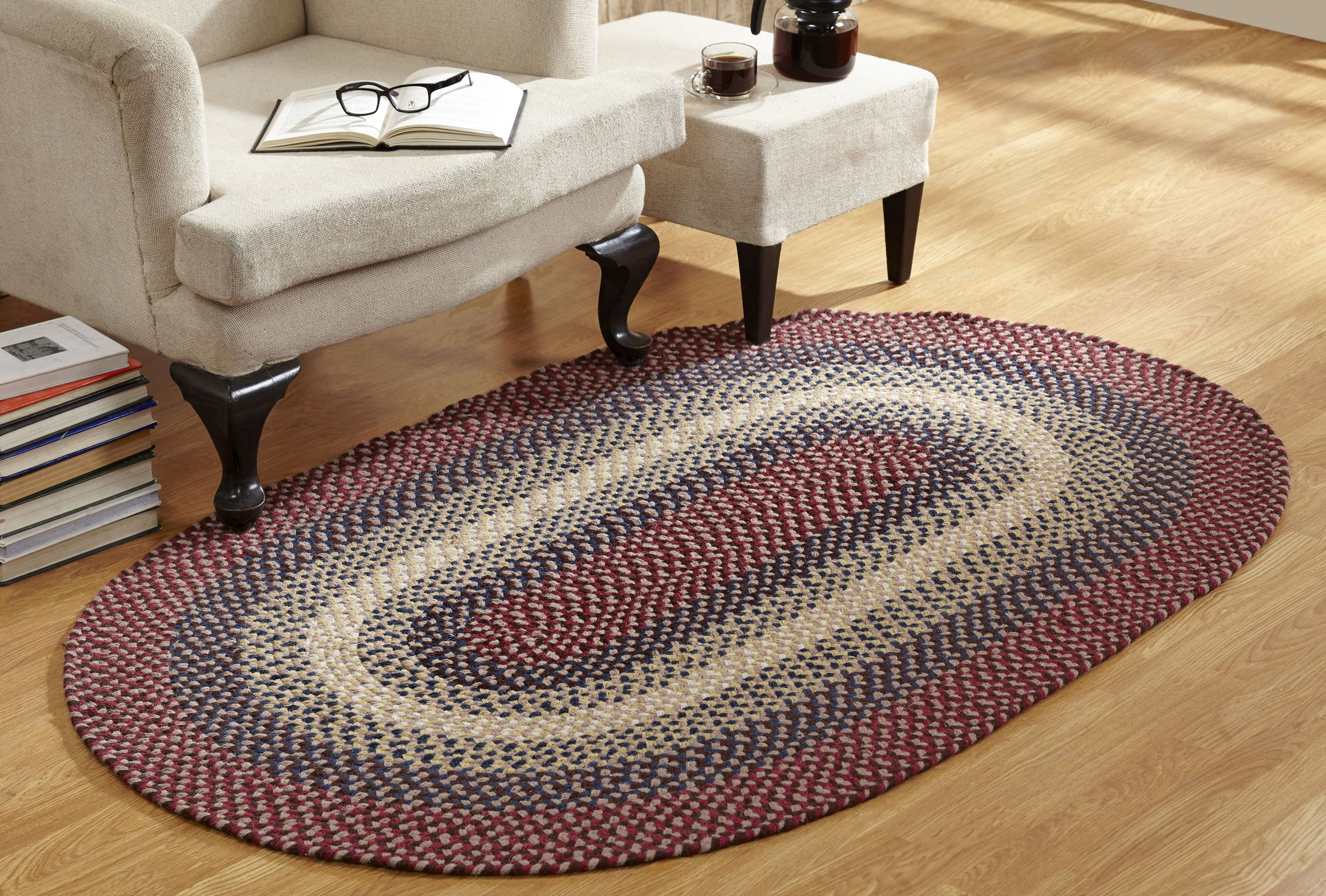  Super Area Rugs Tribeca Soft & Reversible Wool Braided Rug,  Made in USA, Wheat Field, 5' X 8' : Home & Kitchen