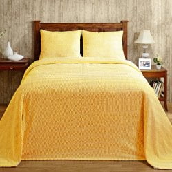 Better Trends Yellow Natick Wave 100% Cotton Bedspread Set, Twin