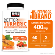 Better Turmeric Chews, Gummies Alternative Supplement with Ginger & Curcumin for Inflammation, 60 Chews, Force Factor