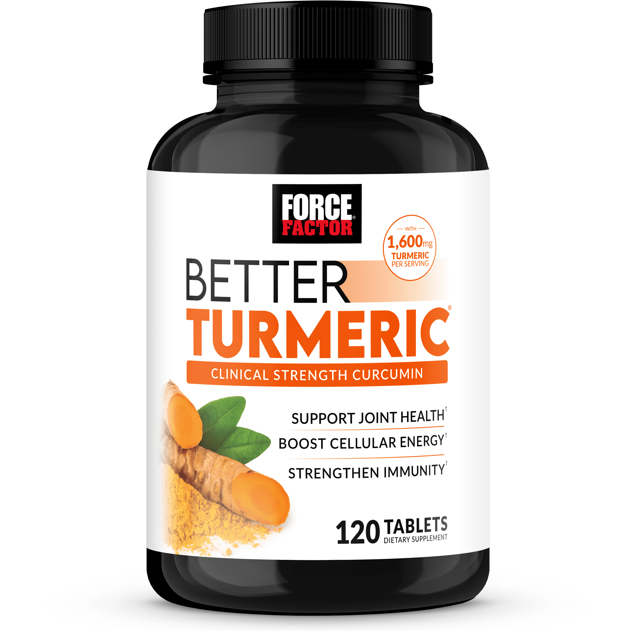 Better Turmeric, Curcumin Supplement for Inflammation, Capsules Alternative, 120 Tablets by Force Factor