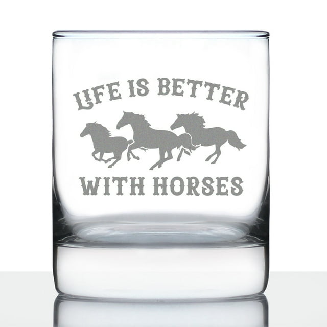 Better With Horses Whiskey Rocks Glass Funny Horse Gifts 10.25