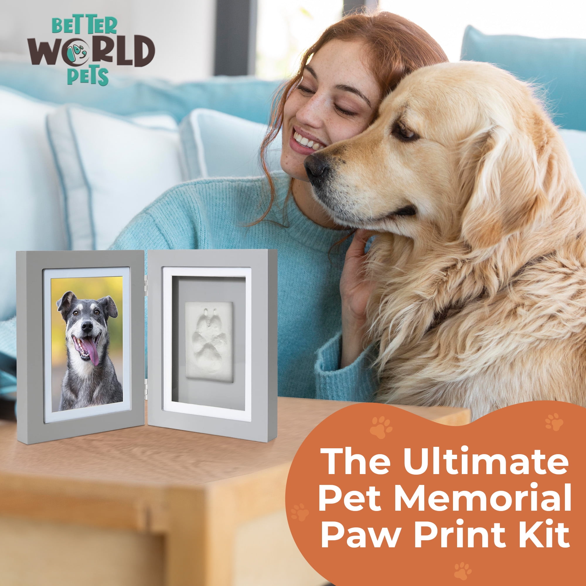 Better World Pets Pet Memorial Frame with Clay Paw Print Kit - Holds ...