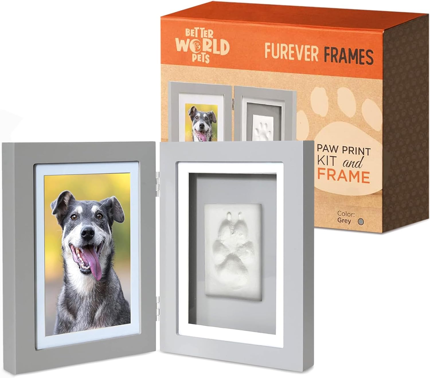 Better World Pets Pet Memorial Frame with Clay Paw Print Kit - Holds ...