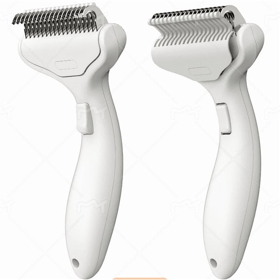 Burculy Self-Cleaning Pet Grooming Comb, Pet Rake Open Knot Comb W/ knife slide deshedding dematting Tool for Cats Dogs