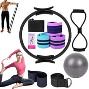 Pilates Essentials Kit for Women, 11 Piece Beginner Home Pilates Essentials Kit with Yoga Ball 25cm and Resistance Yoga Strap