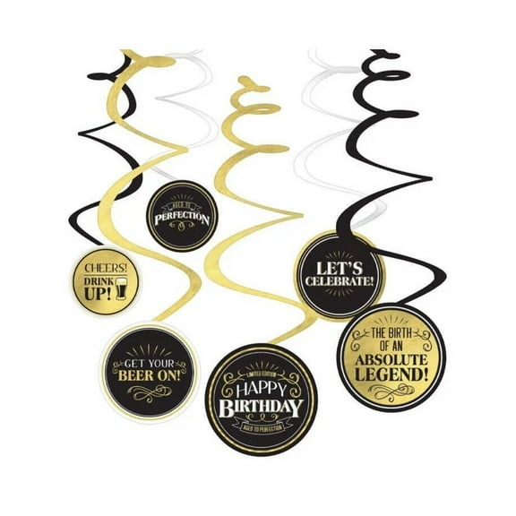 Better with Age Over the Hill Gold Birthday Party Hanging Swirl Decorations
