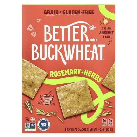 Better with Buckwheat Crackers Gluten Free Grain Free Rosemary & Herbs - 4.25 oz Pack of 3