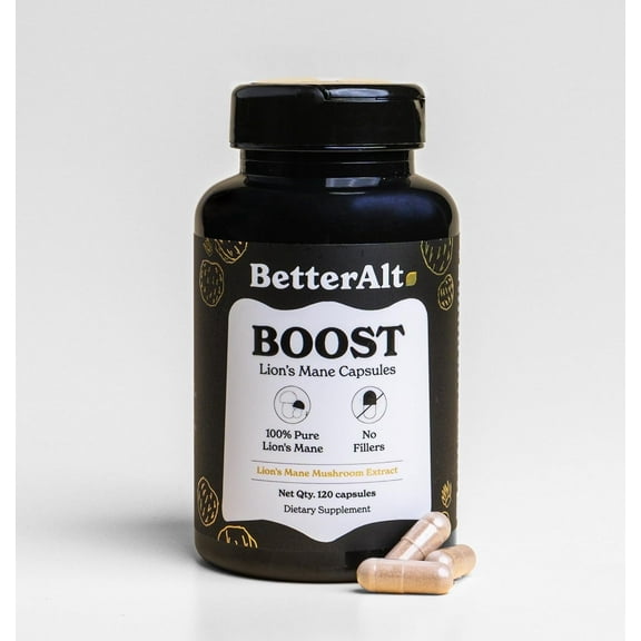 BetterAlt Lions Mane Mushroom Capsules Supports Focus, Memory & Cognitive Health 120ct (2-Month Supply)